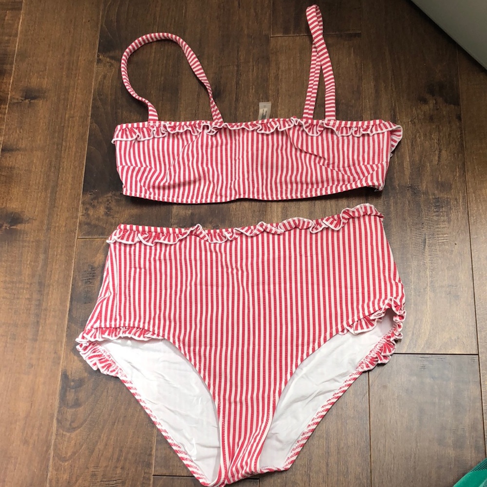 Solid & Striped High Waisted Bikini Size M